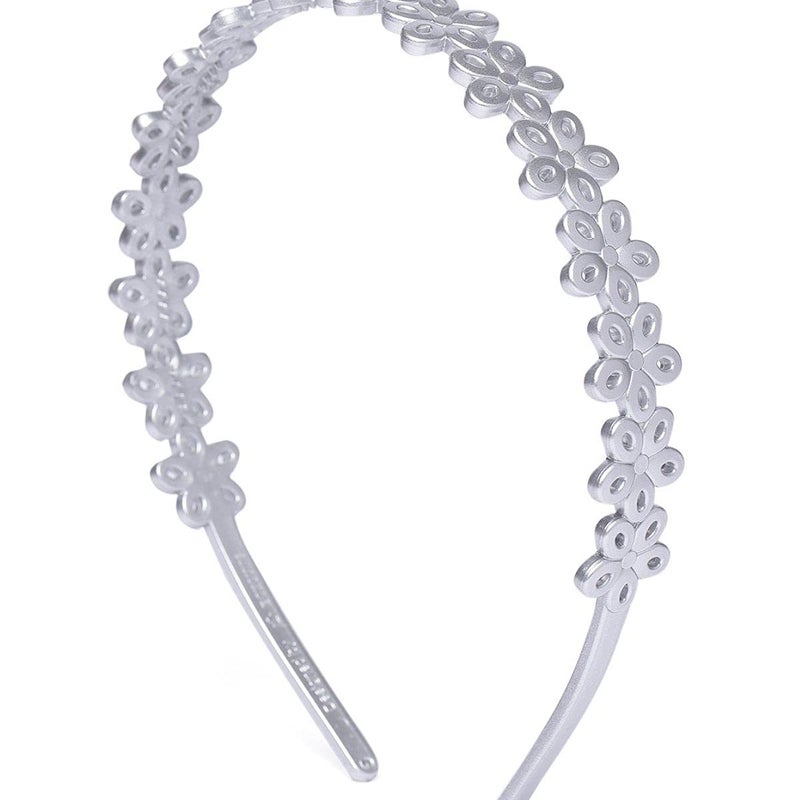 ACCESSHER Casual Wear Handcrafted Floral Design Plastic Hairband for Girls and Women - Silver - Image 3