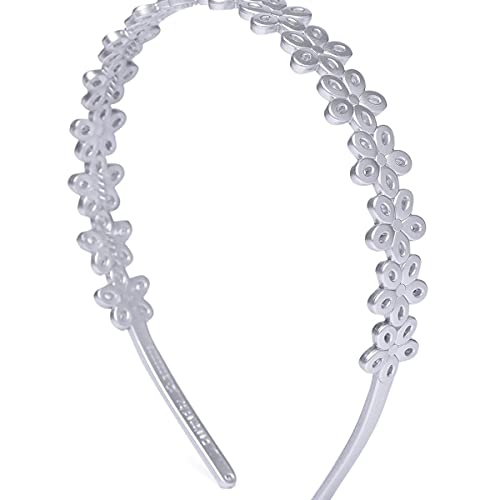 ACCESSHER Casual Wear Handcrafted Floral Design Plastic Hairband for Girls and Women - Silver - Image 1
