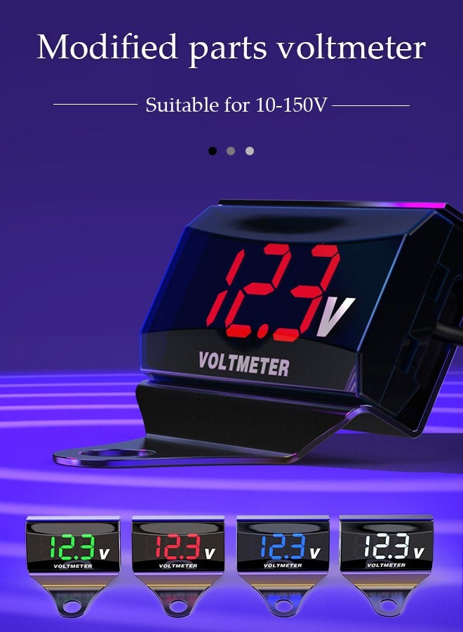 Generic مقياس الفولطية الرقمي للدراجة النارية DC 12V مقياس الجهد المقاوم للماء للدراجة النارية والسيارة  - Image 3
