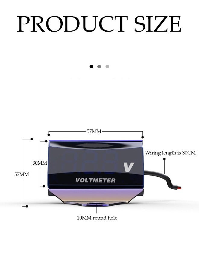 Generic مقياس الفولطية الرقمي للدراجة النارية DC 12V مقياس الجهد المقاوم للماء للدراجة النارية والسيارة  - Image 2