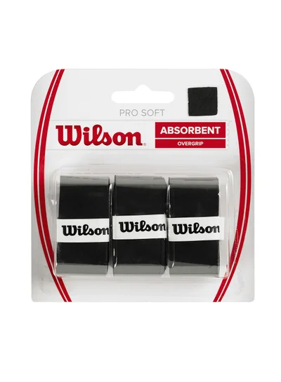 Wilson Pro Soft Tennis Racket Black Overgrip - 3 overgrips pack