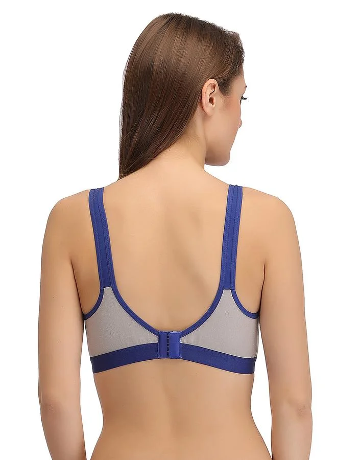 Clovia  Grey and Blue Non-Padded Non-Wired Full Coverage Bra for Women | Best Price UAE