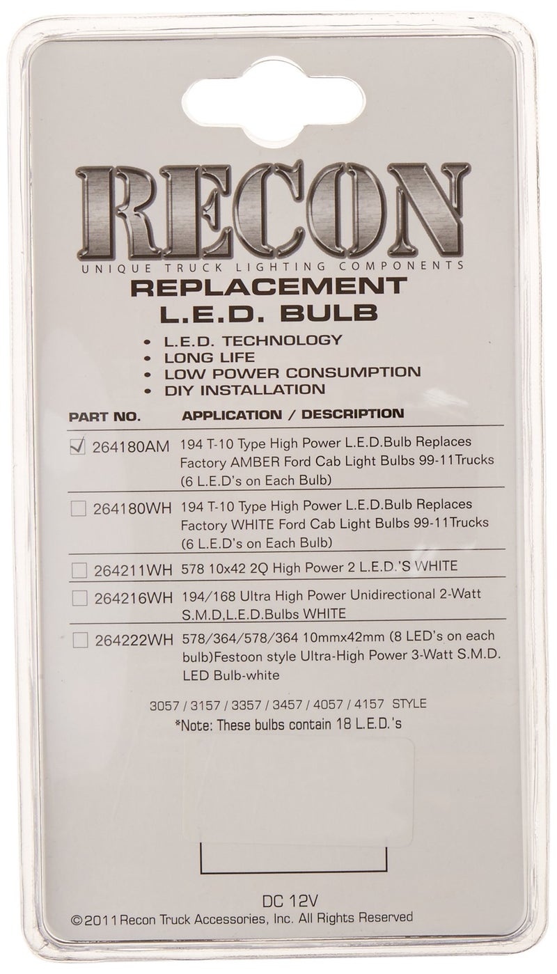 Recon مصابيح LED Recon 264180AM، برتقالي - Image 3