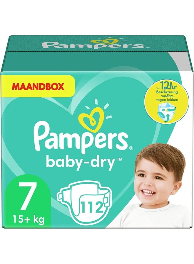 Pampers Pack of 112 Baby Dry Size Strong and Stretchy Monthly Nappies - Image 1
