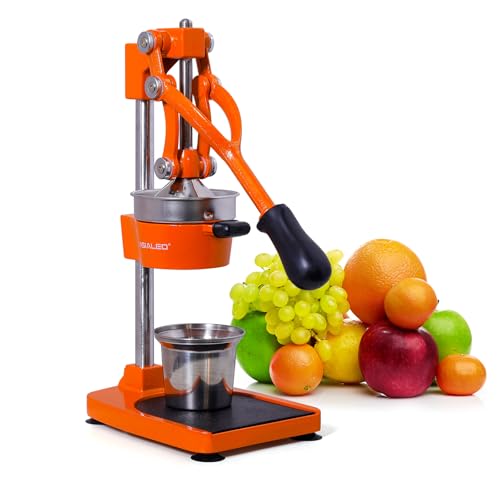 ASIALEO Manual Cast Iron Citrus Juicer,Commercial Hand Press Heavy Duty Countertop Squeezer for Fresh Orange Lemon Juice,Easy to Use & Clean (orange) - Image 1