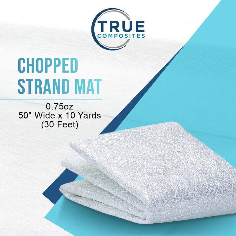 TRUE COMPOSITES Fiberglass Chopped Strand Mat (.75 oz x 50 Wide - 30 Feet- 10 Yard). Waterproof, Durable, and Strong. Repair, Rebuild u0026 Reconstruct Interior Products or Automotive. - Image 1