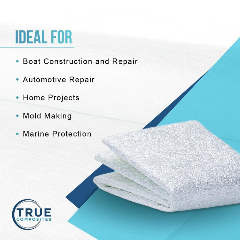 TRUE COMPOSITES Fiberglass Chopped Strand Mat (.75 oz x 50 Wide - 30 Feet- 10 Yard). Waterproof, Durable, and Strong. Repair, Rebuild u0026 Reconstruct Interior Products or Automotive. - Image 2