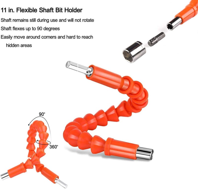 H9 � Flexible Shaft Drill Bit Extension Kit, Flexible Soft Shaft Extension Screwdriver Bits & Sockets Nut Electric Bit Power Repair DIY Tools for Drill drilling machine (22 Pieces Set) - Image 4