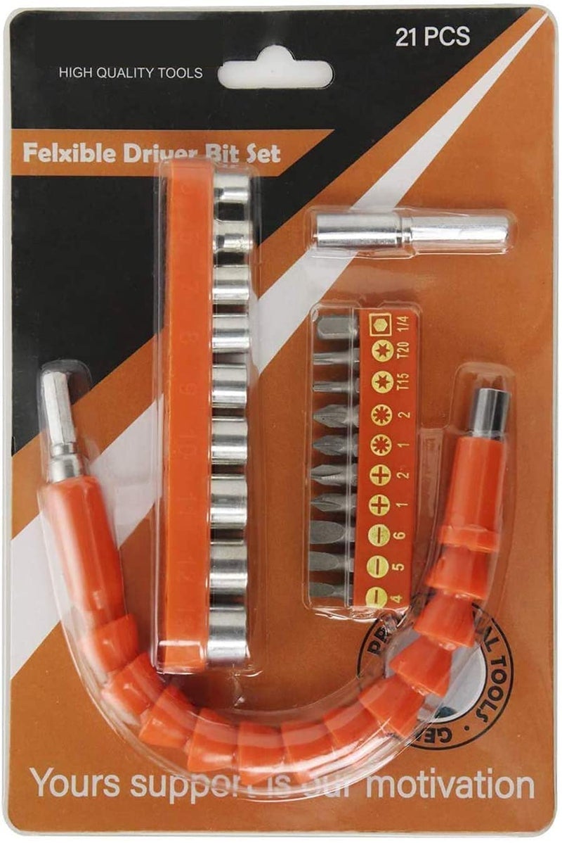H9 � Flexible Shaft Drill Bit Extension Kit, Flexible Soft Shaft Extension Screwdriver Bits & Sockets Nut Electric Bit Power Repair DIY Tools for Drill drilling machine (22 Pieces Set) - Image 5