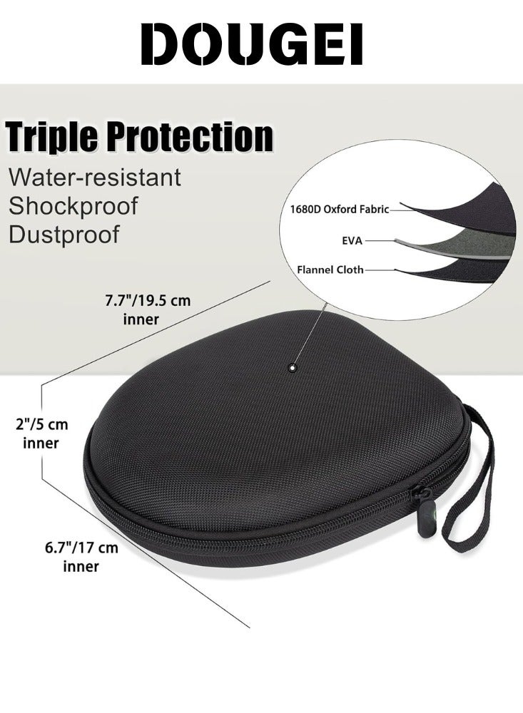 DOUGEI Universal Headphone Case Compatible with JBL Tune 510BT 720BT, Sony WH-CH 720N/WH-CH520, Soundcore Q20/Q30 BERIBES KVIDIO TOZO etc, Travel Carrying Hard Shell Case Black - Image 3