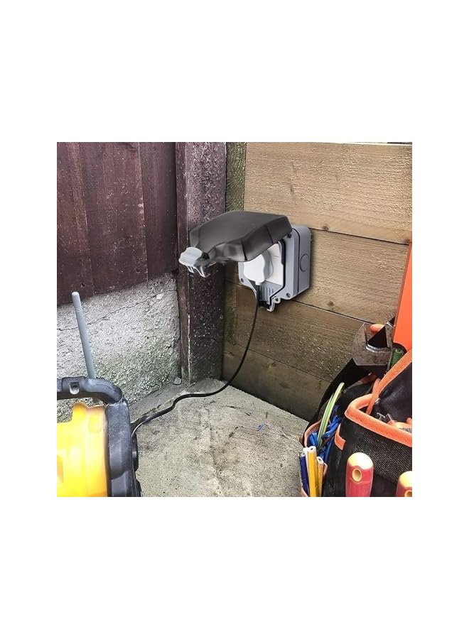 PROMASS Weatherproof Outdoor Sockets, Double Waterproof Switched Power Socket IP66, Wall Electrical Outlets with Cover, 13A 2 Gang Plug Sockets, for Garden & External Electrical Outlet (Single Socket) - Image 5