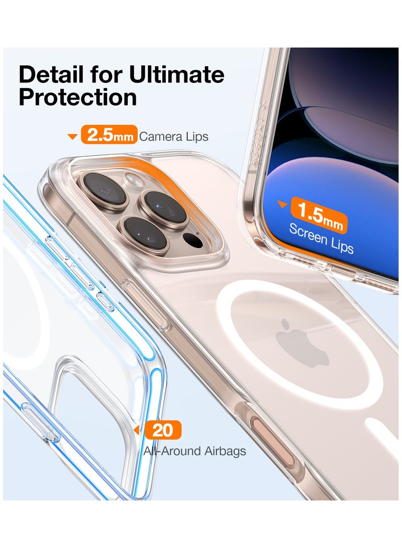 حافظة مغناطيسية مضادة للصدمات لجهاز آيفون 16 برو، [متوافقة مع MagSafe] [مختبرة ضد السقوط بمعيار عسكري] حافظة واقية رقيقة شفافة لجهاز آيفون 16 برو مضادة للبصمات ومضادة للخدوش، شفافة - Image 5