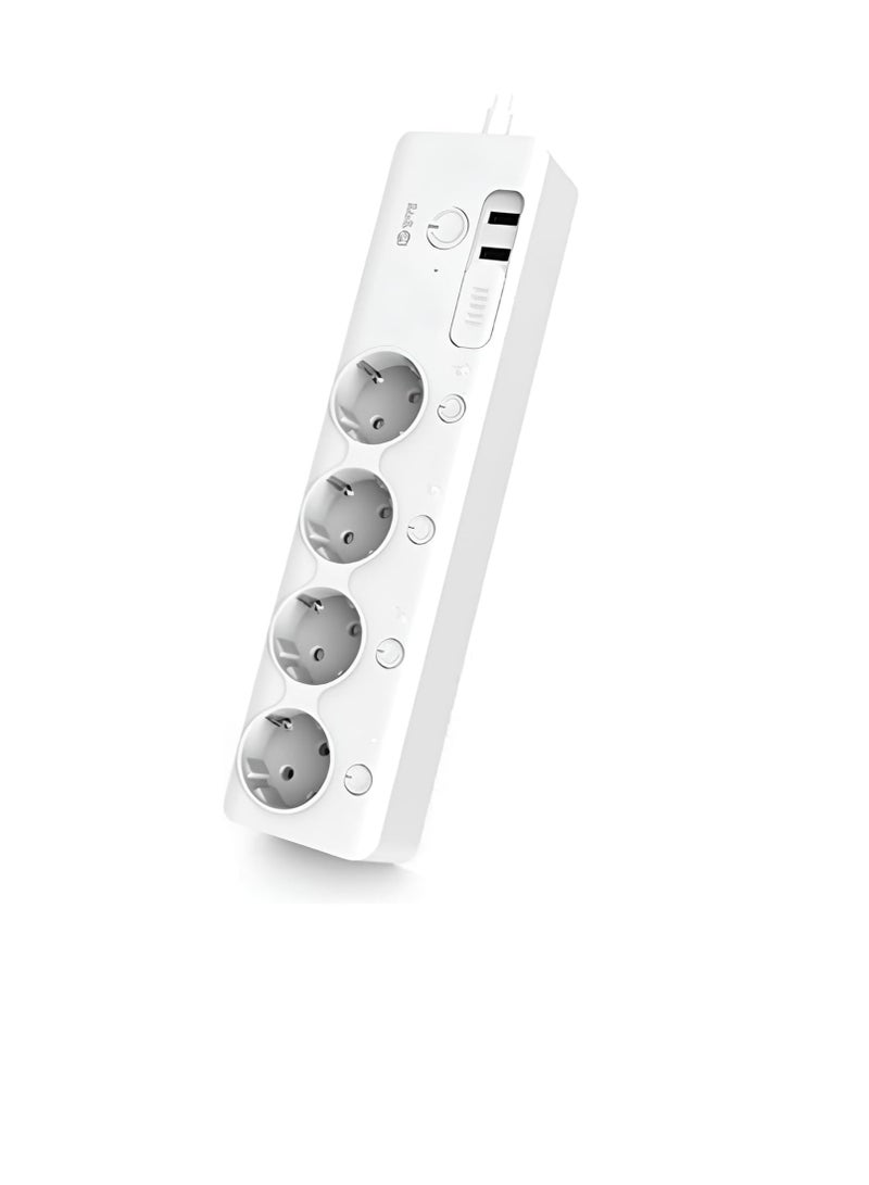 Smart power strip with Wi-Fi support, 4 EU outlets + 2 USB ports, 220V, 60Hz, phone and voice control, overload protection - white. - Image 1