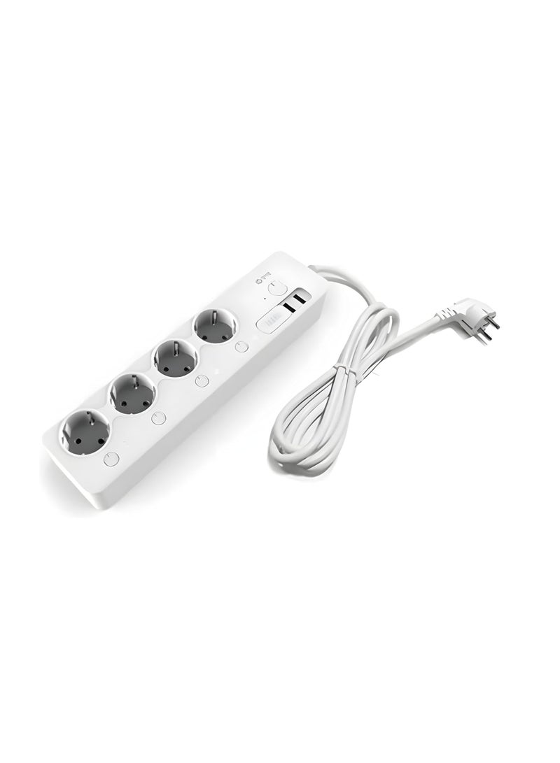 Smart power strip with Wi-Fi support, 4 EU outlets + 2 USB ports, 220V, 60Hz, phone and voice control, overload protection - white. - Image 2
