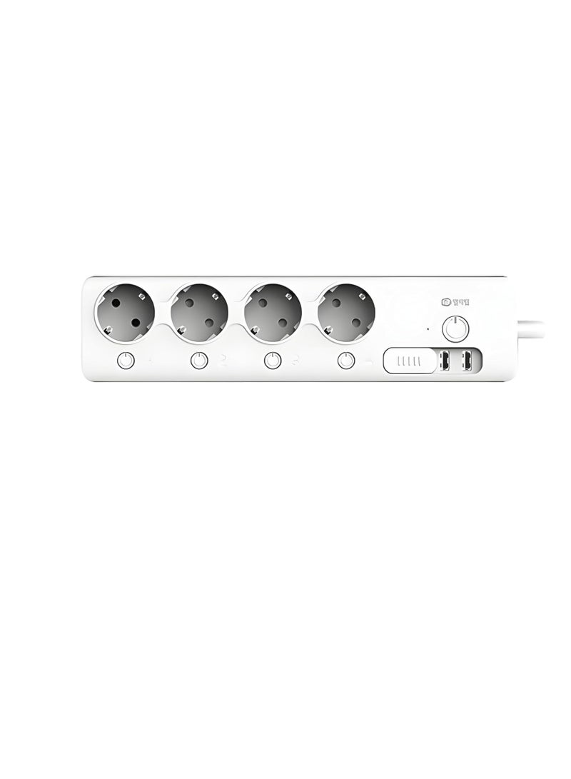 Smart power strip with Wi-Fi support, 4 EU outlets + 2 USB ports, 220V, 60Hz, phone and voice control, overload protection - white. - Image 3
