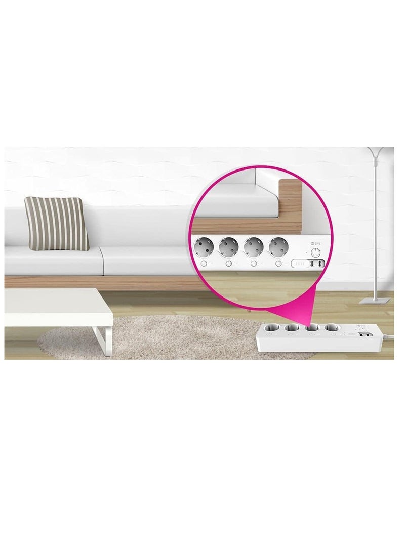 Smart power strip with Wi-Fi support, 4 EU outlets + 2 USB ports, 220V, 60Hz, phone and voice control, overload protection - white. - Image 4