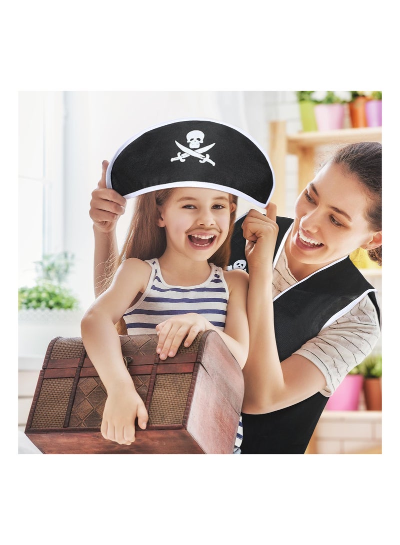 Kids Pirate Costume Set, Pirate Captain Dress Up Outfits Playset with Pirate Hat Vest Coin Bag Eyepatch Hook, for Boys Girls Halloween Role Play Cosplay, 5Pcs - S Size - Image 3