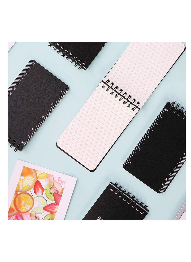 Generic - 6 Pack Mini Spiral Notebooks, A7 Waterproof Notebook, Top-Opening, Black Cover Pocket Notepad for Outdoor Activities Recording and Tactical Pocket, 3" x 5", 50 Sheets - Image 1