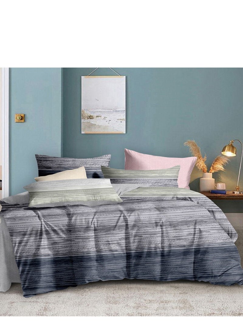 فيفوريت فيفرت طقم لحاف رمادي نقشة بألوان متعددة كينج نفرين طقم 6 قطع - Image 1