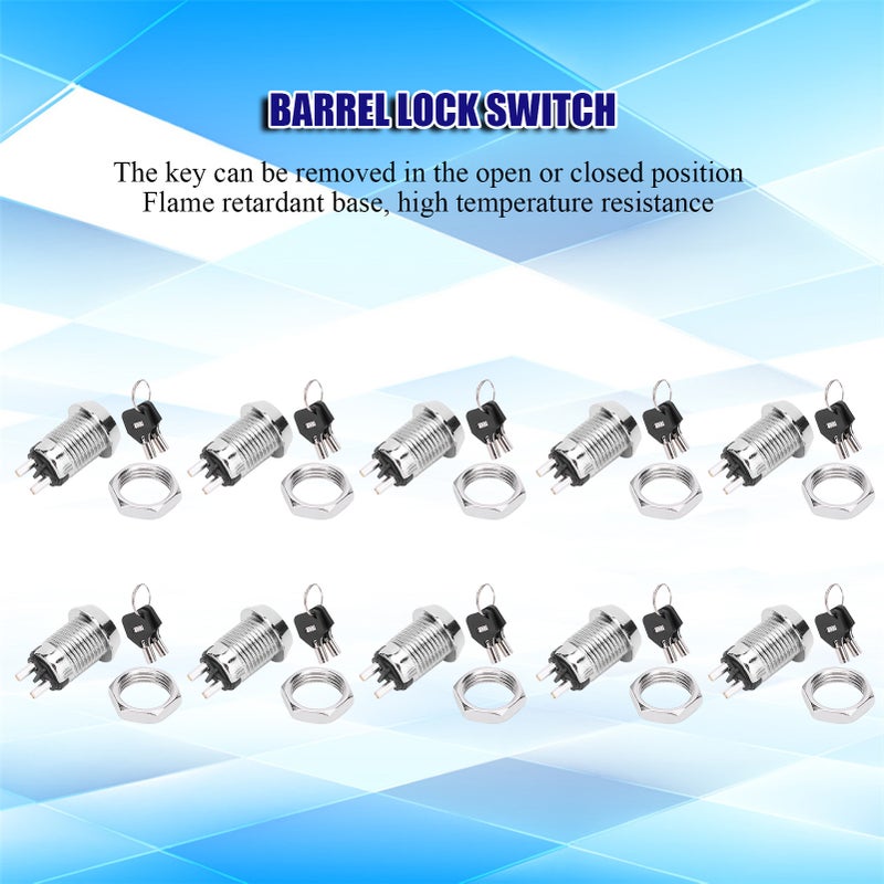 10 Sets Key Switch Stainless Steel On/Off Power Lock Double Pull Switches 12 x 22mm - Image 4