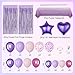 Amandir Purple Birthday Decorations for Women Girls Pastel Pink and Purple Balloons Foil Table Cloth Sash Crown Fringe Curtains Happy Birthday Banner Circle Garland Butterfly Cake Topper Party Supplies - Image 4