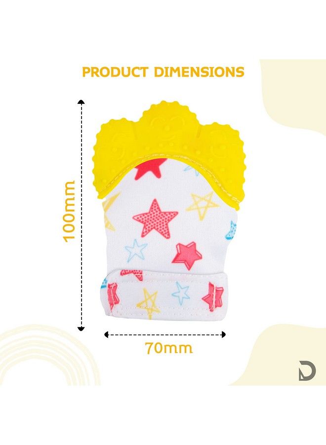 DaKos Teething Mitten Soft Food Grade Silicone Teether Mitten Glove Handy Teething Mit Toy For Self Soothing Bpa Free For 3�12 Months Infants (Star Yellow Pack Of 2) - Image 5