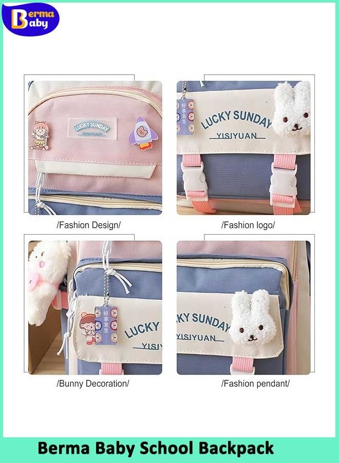 Berma Baby 5-piece Cute Kawaii backpack set Back-to-school Stationery bag Backpack Tote Teen laptop bag  - Image 2