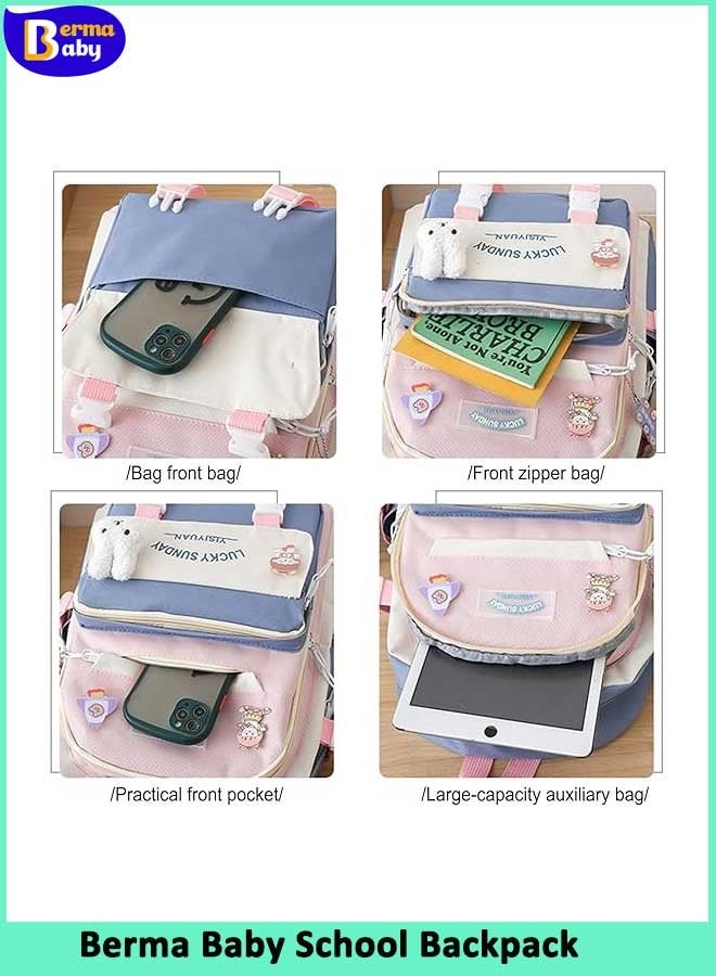 Berma Baby 5-piece Cute Kawaii backpack set Back-to-school Stationery bag Backpack Tote Teen laptop bag  - Image 3