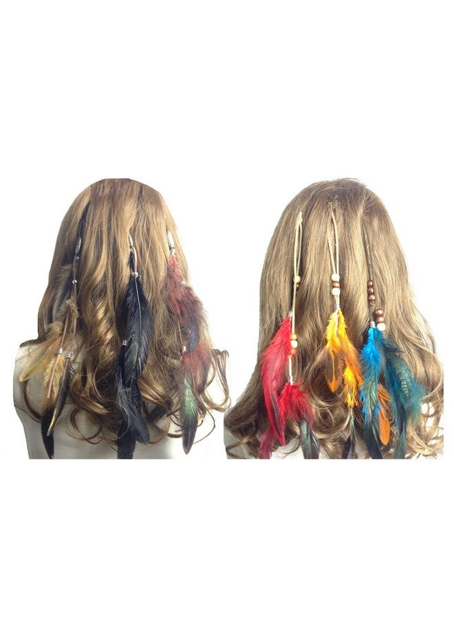 CBLUO 6 Pcs Feather Hair Clips Hippie Indian Boho Barrettes Tassel Bohemian Headpiece Women Hair Pins Hairpins Hairclips Headband Hair Hoops Hairband Hair Bands Cosplay Costume Birthday Party Accessories - Image 1