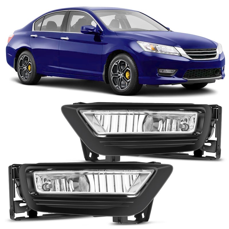 Nilight Fog Lights Assembly Compatible with 2013 2014 2015 Honda Accord (4-door Sedan) w/H8 12V 25W Bulbs Clear Lens Driver and Passenger Side - Image 1