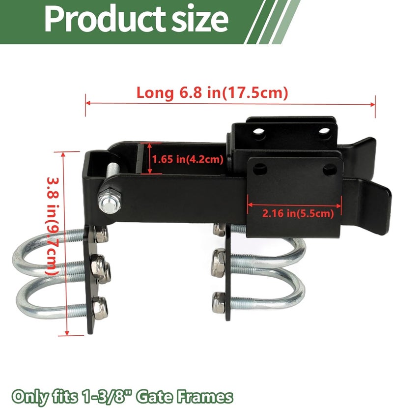 BiJun Chain Link Double Gate Latch for 138 Inch Gate Frames  Strong Arm Design with Padlock HolesChain Link Fence Gate Latch for Ranch Fences  Yard Gates Black - Image 3