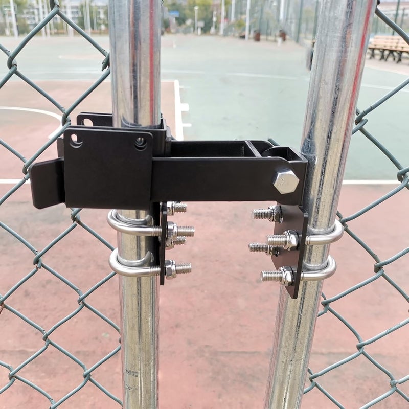 BiJun Chain Link Double Gate Latch for 138 Inch Gate Frames  Strong Arm Design with Padlock HolesChain Link Fence Gate Latch for Ranch Fences  Yard Gates Black - Image 2