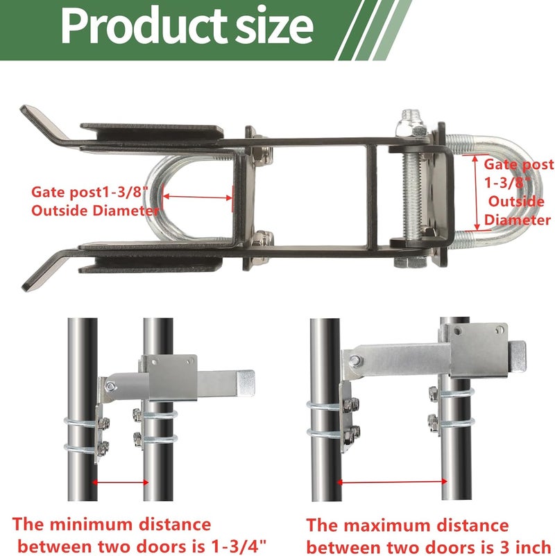 BiJun Chain Link Double Gate Latch for 138 Inch Gate Frames  Strong Arm Design with Padlock HolesChain Link Fence Gate Latch for Ranch Fences  Yard Gates Black - Image 4