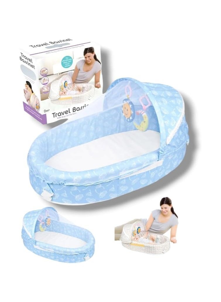 Baby Bed for Newborn Portable Travel, Baby Lounger with Sun Protection Mosquito Net, Foldable Infant Sleeping Basket, Removable and Washable Baby Cribs Bed for Bedroom (BLUE) - pzsku/Z490DEF205C43C51E09BCZ/45/_/1728743692/ef2a4015-7a55-4f61-9824-8eed0542c900