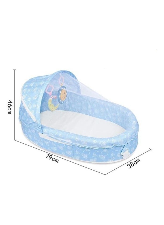 Baby Bed for Newborn Portable Travel, Baby Lounger with Sun Protection Mosquito Net, Foldable Infant Sleeping Basket, Removable and Washable Baby Cribs Bed for Bedroom (BLUE) - pzsku/Z490DEF205C43C51E09BCZ/45/_/1728743694/3fd3fdf0-f46e-451c-bbb6-1134e4a66be7