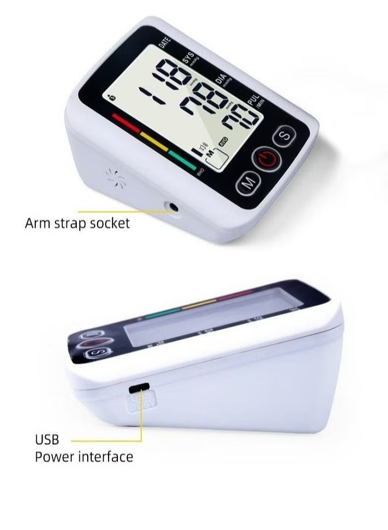 Digital Blood Pressure Monitor，Voice Portable LED Upper Arm Blood Pressure Monitor  Adjustable Blood Pressure Cuff Automatic Digital Wrist Blood Pressure monitor LCD Display Home BP Monitor,Memory Voice Prompt