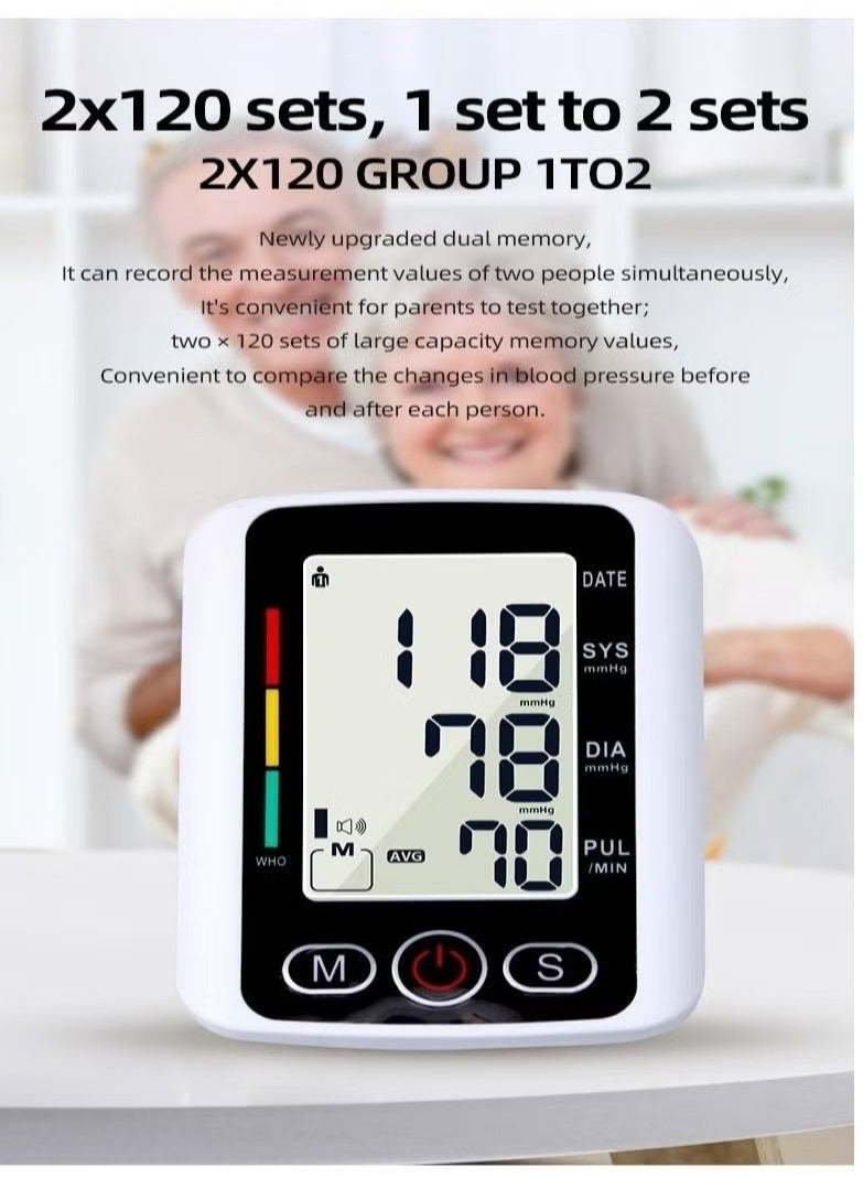 HAVEN Digital Blood Pressure Monitor，Voice Portable LED Upper Arm Blood Pressure Monitor  Adjustable Blood Pressure Cuff Automatic Digital Wrist Blood Pressure monitor LCD Display Home BP Monitor,Memory Voice Prompt  - Image 4