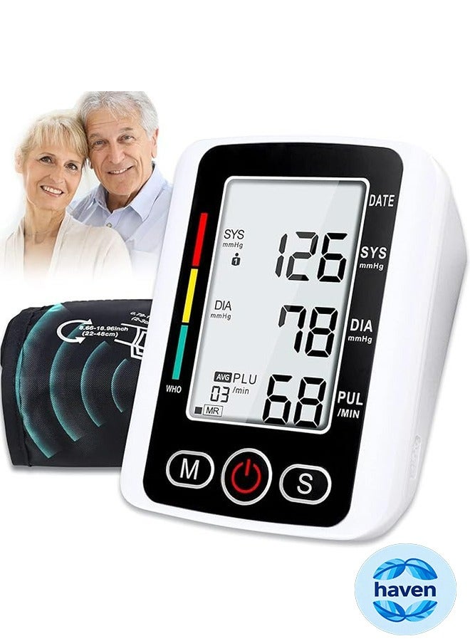 HAVEN Digital Blood Pressure Monitor，Voice Portable LED Upper Arm Blood Pressure Monitor  Adjustable Blood Pressure Cuff Automatic Digital Wrist Blood Pressure monitor LCD Display Home BP Monitor,Memory Voice Prompt  - Image 1