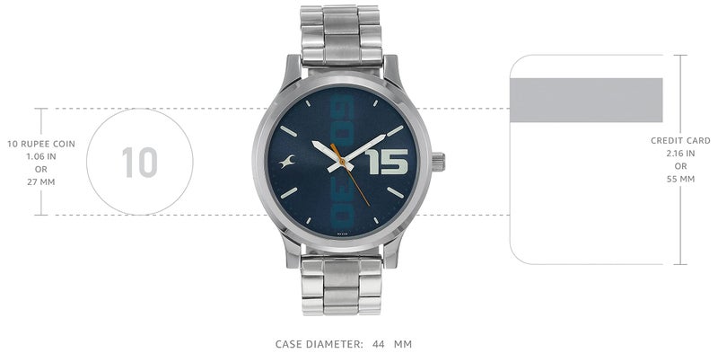 Fastrack Bold Quartz Analog Blue Dial Silver Stainless Steel Strap Watch for Guys - NT38051SM05 - Image 3