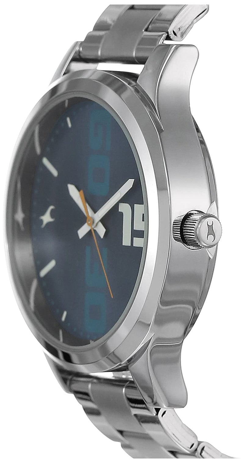 Fastrack Bold Quartz Analog Blue Dial Silver Stainless Steel Strap Watch for Guys - NT38051SM05 - Image 2