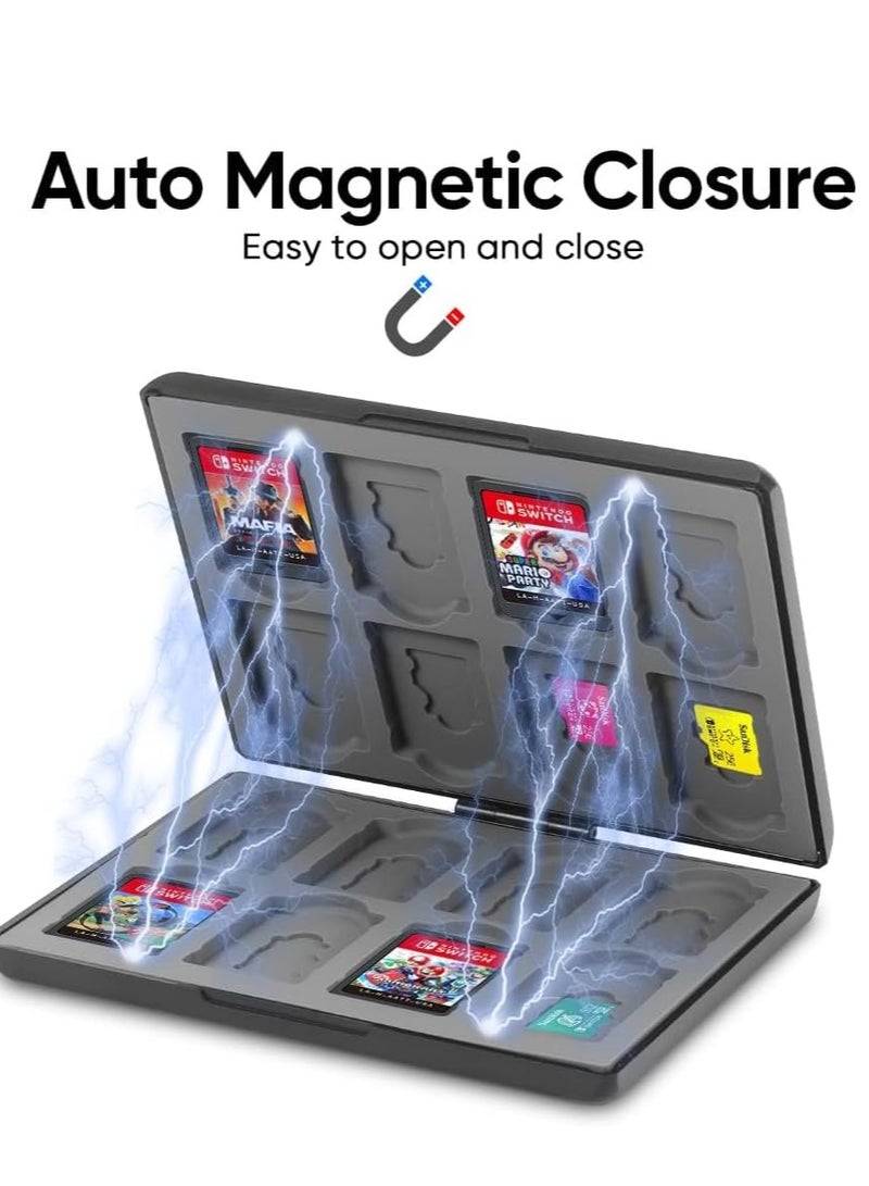 Barakah Game Card Case for Nintendo Switch/Switch Lite/OLED or Micro SD Memory Cards, Portable Switch Storage with 16 Slots and Slots(Black) - Image 2