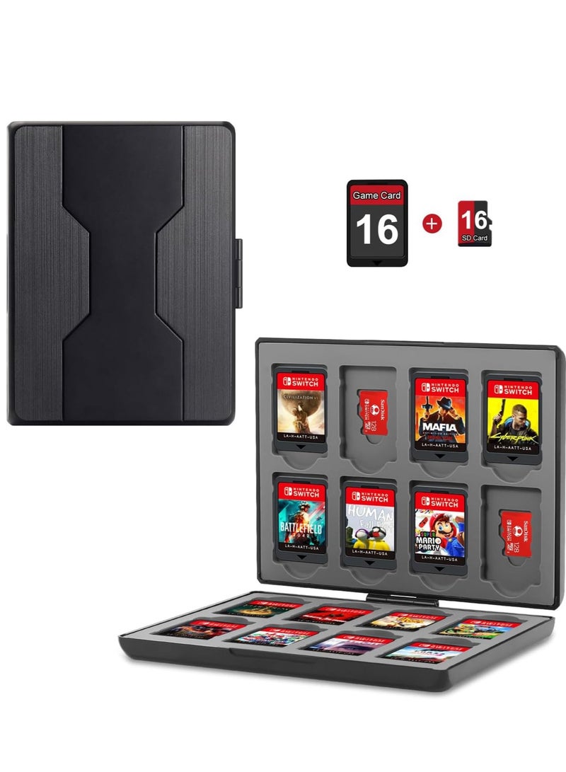 Barakah Game Card Case for Nintendo Switch/Switch Lite/OLED or Micro SD Memory Cards, Portable Switch Storage with 16 Slots and Slots(Black) - Image 1