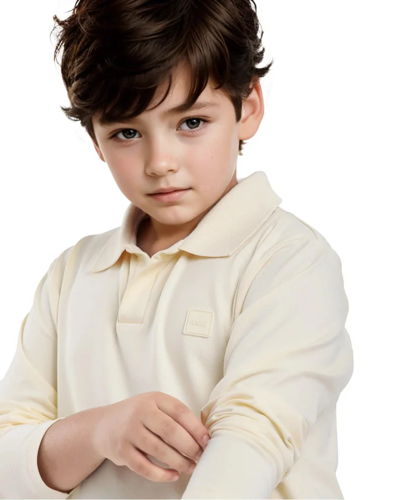 Rare Ones Rare Ones Kids Flit Pastel Yellow Cotton Poly Full Sleeve Polo Neck Solid Polo
