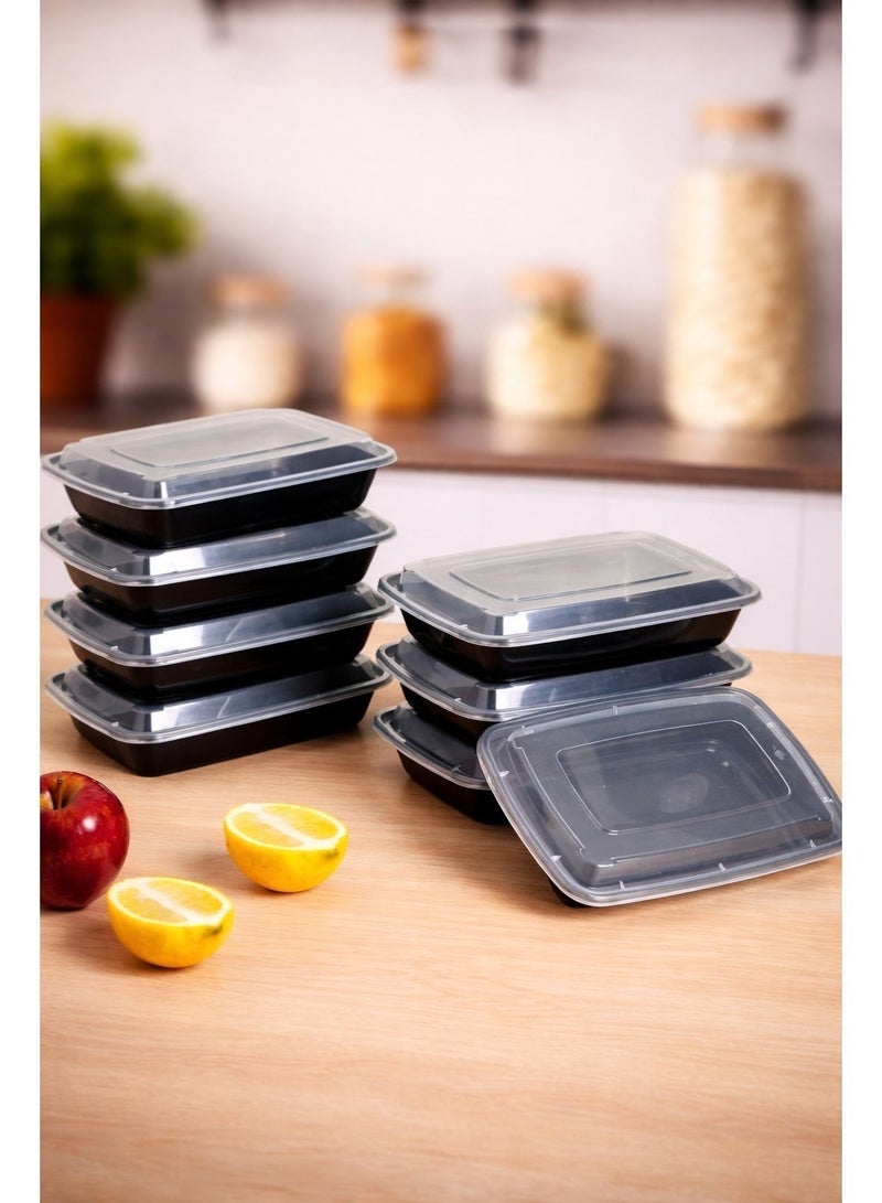 vsell24 Pack of 50 Black 12oz Rectangular Food Containers with Lids Disposable Microwave Safe Leak Proof Meal Prep Takeaway Storage Boxes for Restaurants Catering and Delivery - Image 5