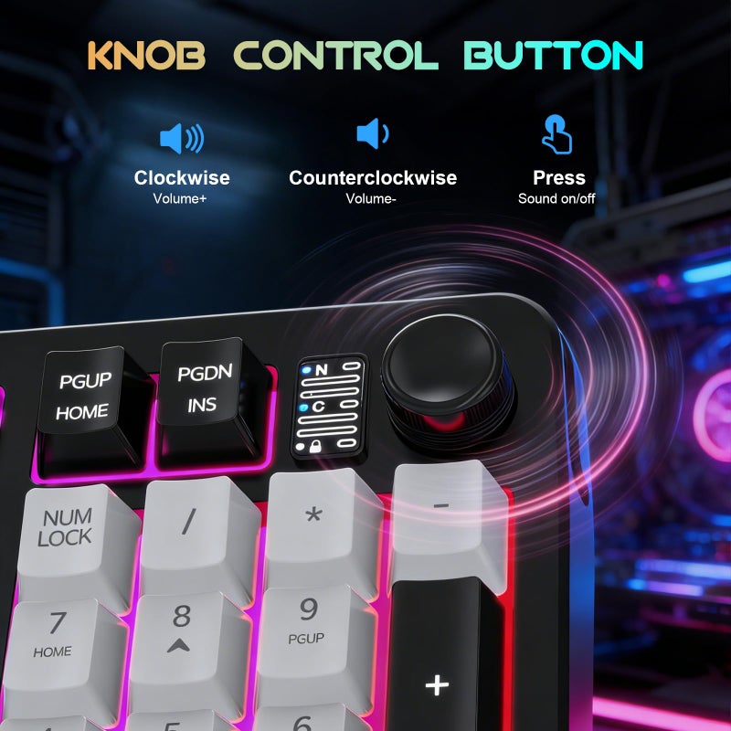 NPET Wired Keyboard and Mouse Combo, 98 Keys Mechanical Feel Quiet Membrane Keyboard with Knob, Double-Shot Keycaps, Spill-Resistant, 26-Key Rollover, RGB Backlight for PC/Mac Gamers - Image 3