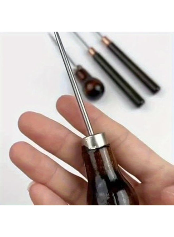 My Souq Professional Wood Handle Sewing Awl - Heavy Duty Leather Hole Punch & Shoe Repair Tool - Stainless Steel Piercing Tool - Image 5