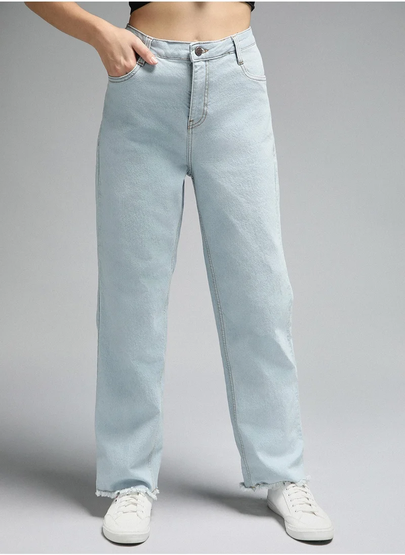 HIGH STAR Straight Fit Indigo Jeans for Women with High-Rise and Clean Look