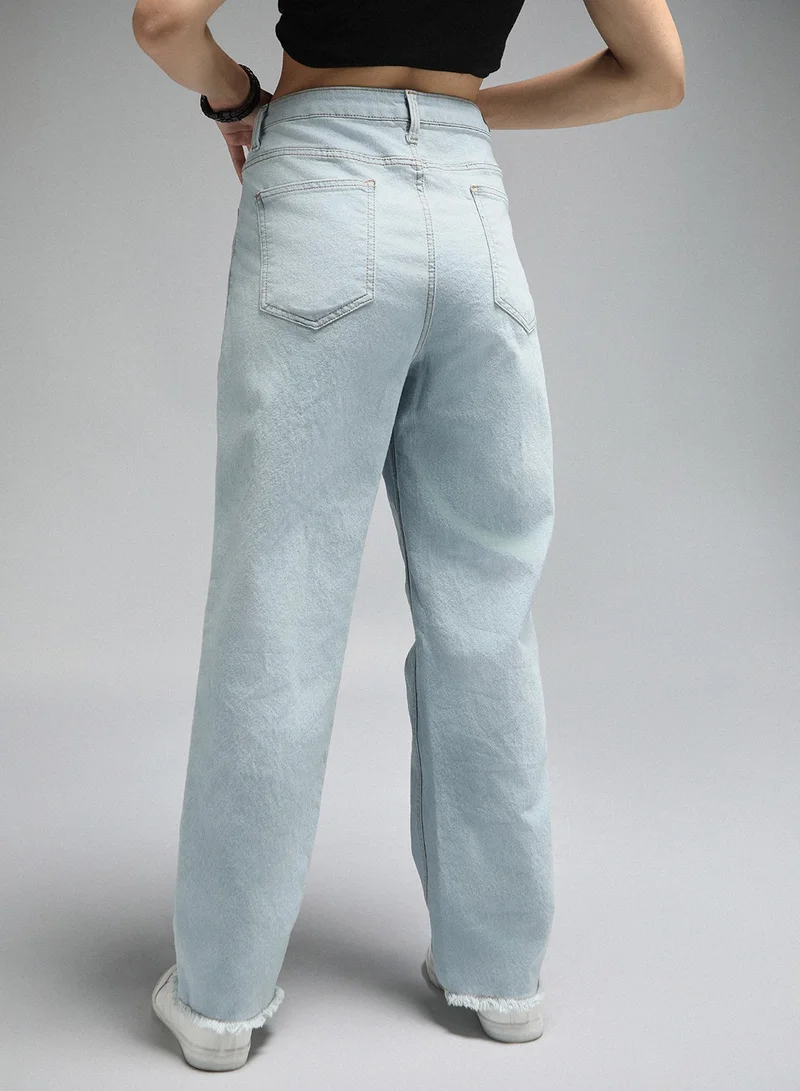HIGH STAR Straight Fit Indigo Jeans for Women with High-Rise and Clean Look