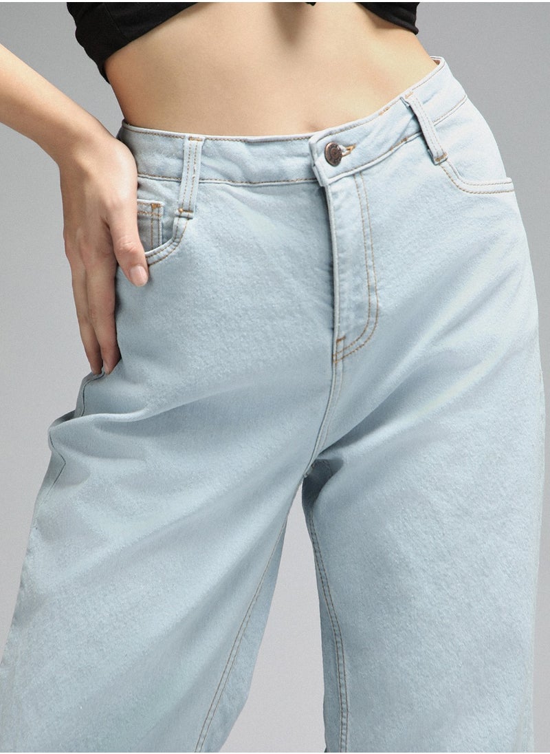 HIGH STAR - Straight Fit Indigo Jeans for Women with High-Rise and Clean Look - Image 1