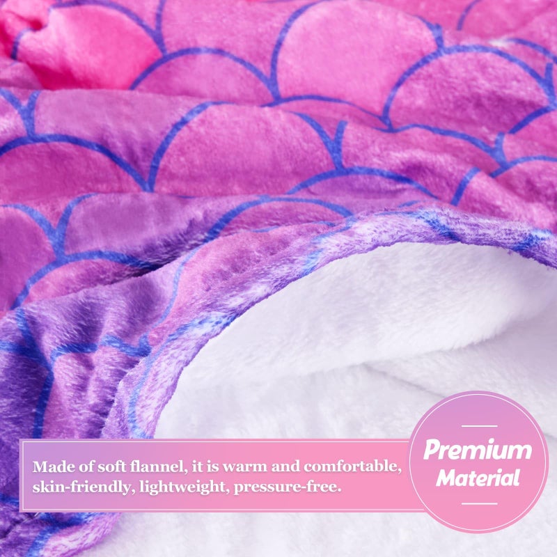 WERNNSAI Mermaid Tail Blanket - Mermaid Wearable Blankets for Kids Girls Soft Flannel Mermaid Scale Sleeping Bags All Seasons Snuggle Blanket (Purple & Pink) - Image 3